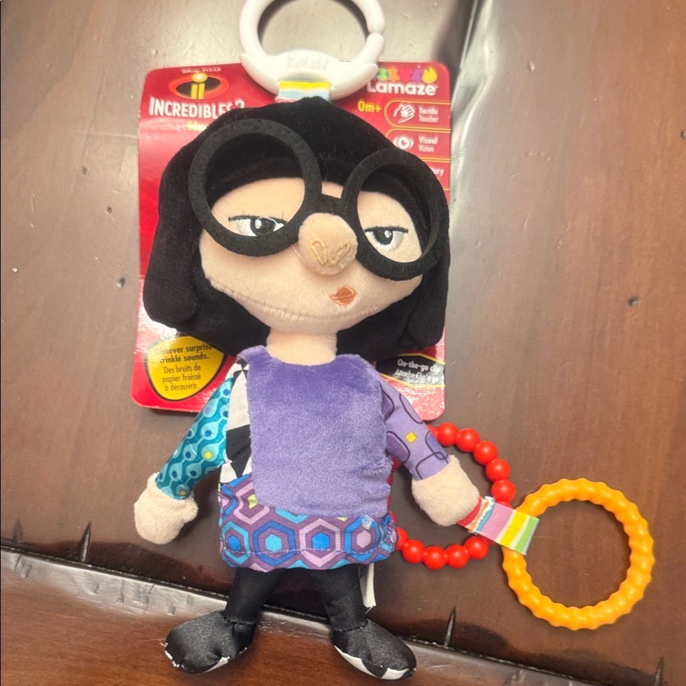 Lamaze Purple Edna Mode Plush Rattle with Colorful Rings